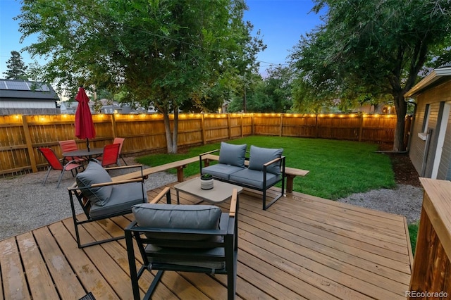 1895 S Emerson St, Denver, CO 80210 - deck featuring a fenced backyard, outdoor lounge area, and outdoor dining area