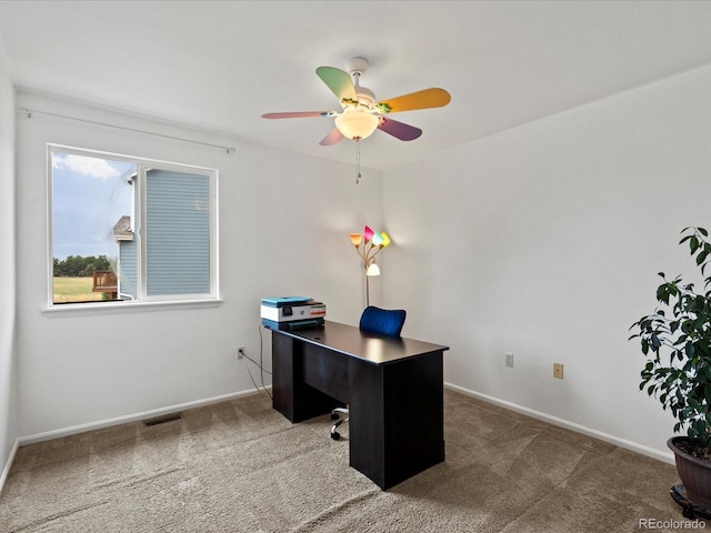 386 Monte Vista St, Brighton, CO 80601 - carpeted office with a ceiling fan and baseboards