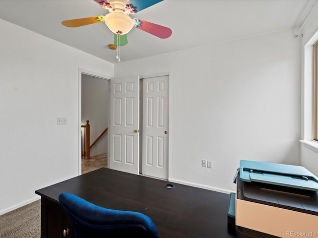 386 Monte Vista St, Brighton, CO 80601 - home office featuring baseboards and ceiling fan
