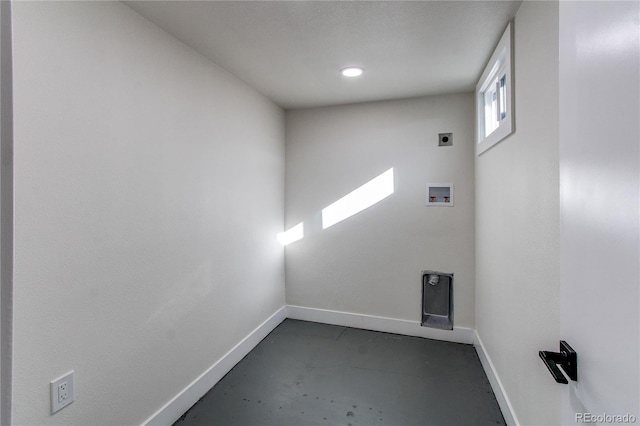 interior space featuring washer hookup, laundry area, baseboards, and hookup for an electric dryer