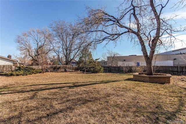 view of yard featuring a fenced backyard