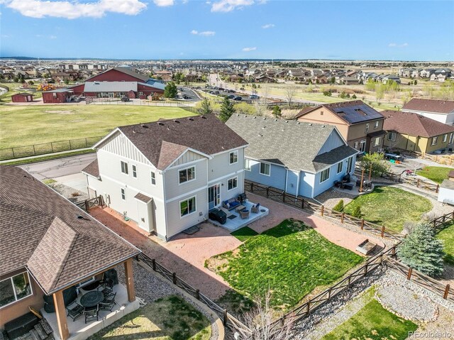 bird's eye view with a residential view