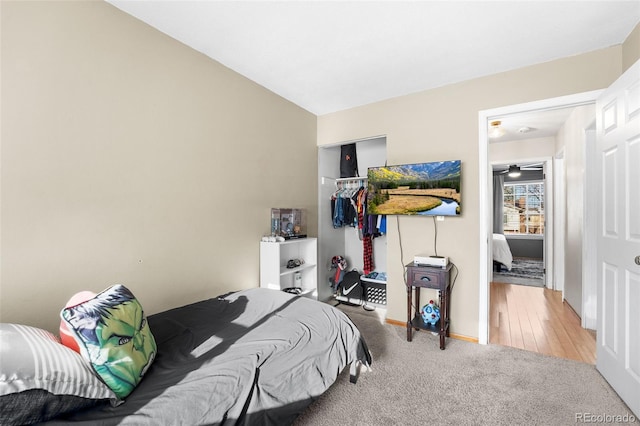 bedroom with wood-type flooring