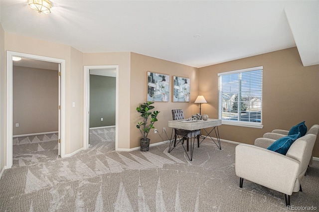 office space with light colored carpet