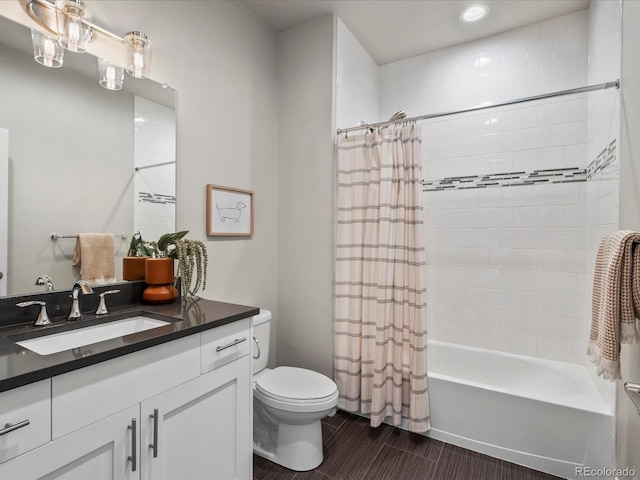 1819 Gaylord St, Denver, CO 80206 - full bathroom featuring vanity, shower / tub combo, and recessed lighting
