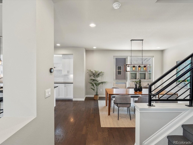 1819 Gaylord St, Denver, CO 80206 - dining room with stairs, recessed lighting, and dark wood-type flooring