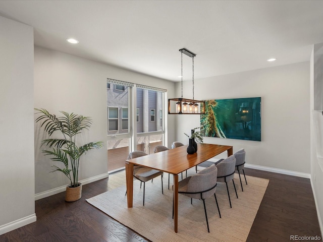 1819 Gaylord St, Denver, CO 80206 - dining space with wood finished floors, recessed lighting, and a chandelier