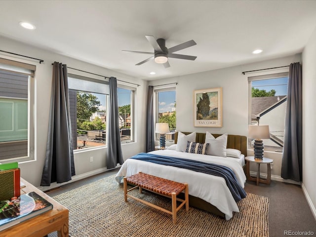 1819 Gaylord St, Denver, CO 80206 - carpeted bedroom featuring recessed lighting and ceiling fan