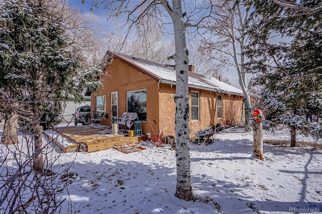 view of snow covered exterior