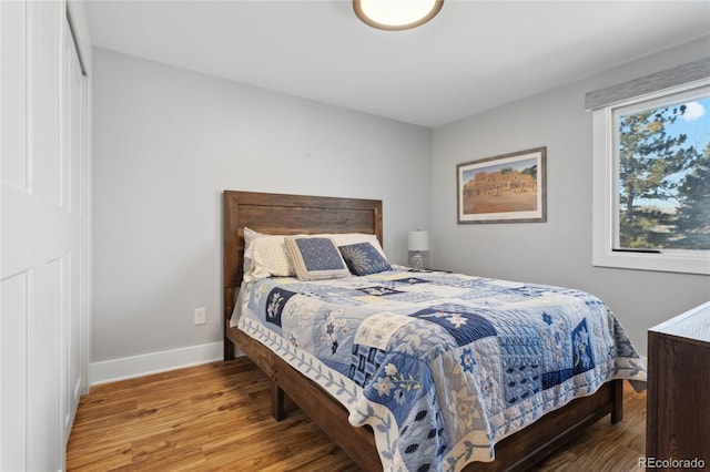 bedroom with wood-type flooring