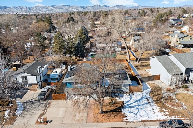 drone / aerial view with a mountain view