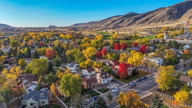 aerial view with a mountain view