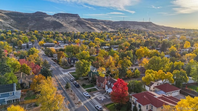 drone / aerial view with a mountain view