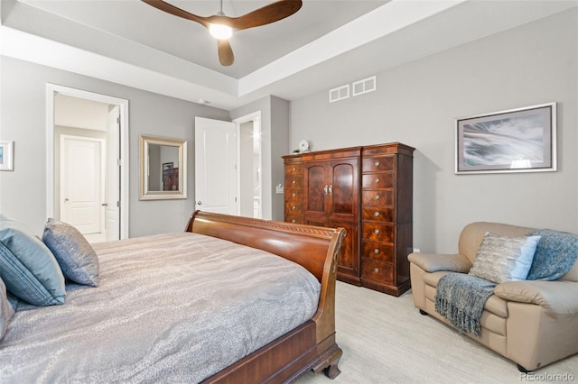 18922 W 84th Ave, Arvada, CO 80007 - bedroom featuring light colored carpet, a ceiling fan, and visible vents
