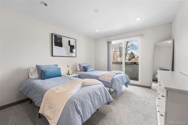 4966 Knox Ct, Denver, CO 80221 - bedroom featuring light colored carpet, access to outside, and recessed lighting