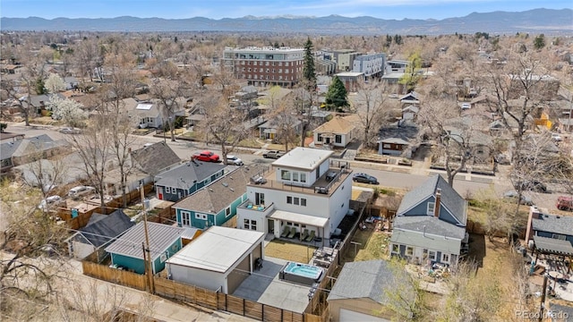 4966 Knox Ct, Denver, CO 80221 - aerial perspective of suburban area featuring a mountainous background