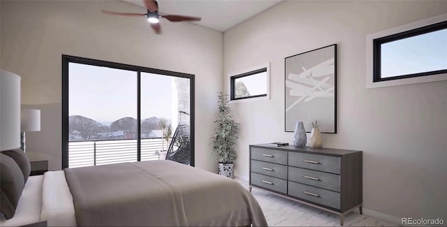 bedroom featuring ceiling fan