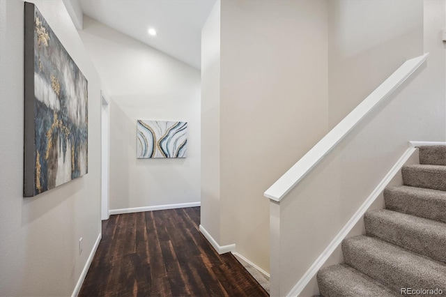 hall with dark hardwood / wood-style floors