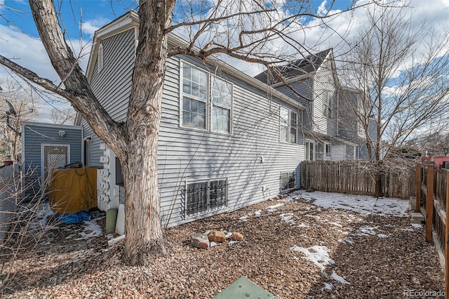 view of snow covered property