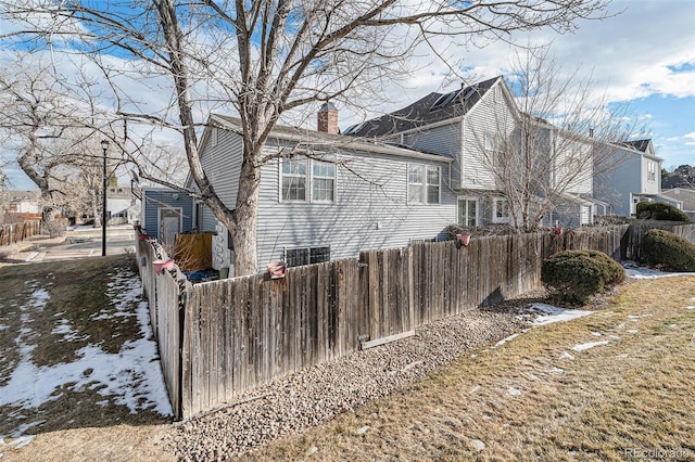 view of snow covered property