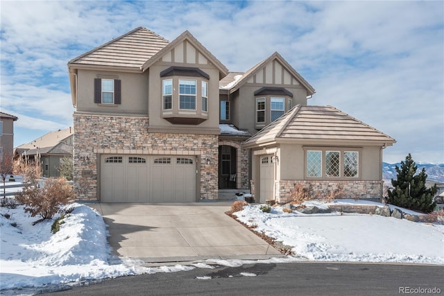 view of front of home with a garage