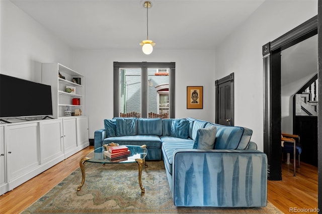 living area with light wood finished floors