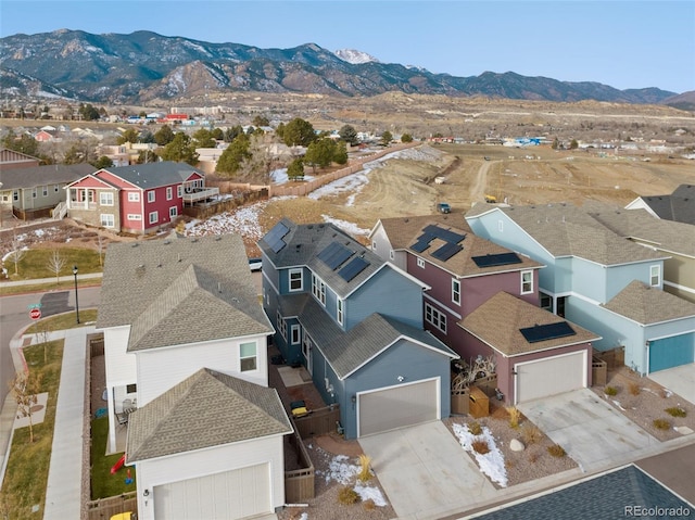 drone / aerial view with a mountain view