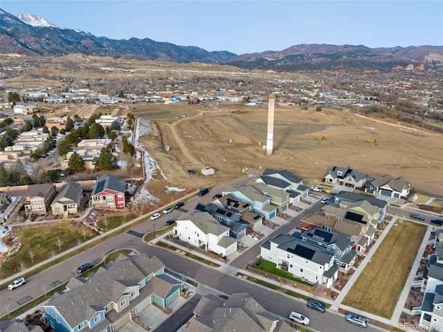 drone / aerial view with a mountain view