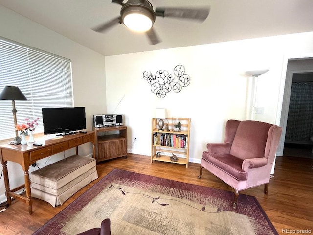 2285 S Knox Ct, Denver, CO 80219 - office area with wood finished floors and ceiling fan