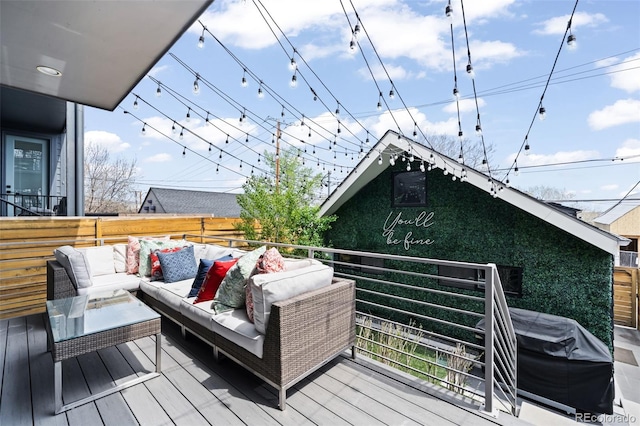 deck with an outdoor living space