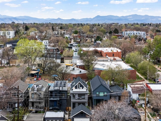 bird's eye view featuring a residential view and a mountain view