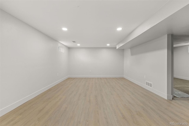 4580 Garland St, Wheat Ridge, CO 80033 - finished basement featuring recessed lighting, baseboards, and light wood-style floors
