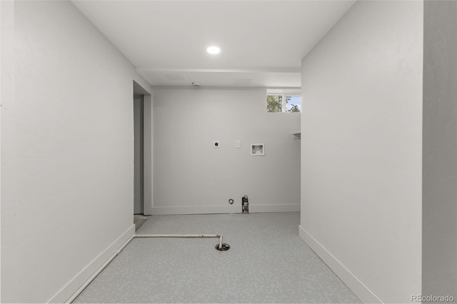4580 Garland St, Wheat Ridge, CO 80033 - washroom featuring hookup for an electric dryer, washer hookup, carpet flooring, recessed lighting, and baseboards