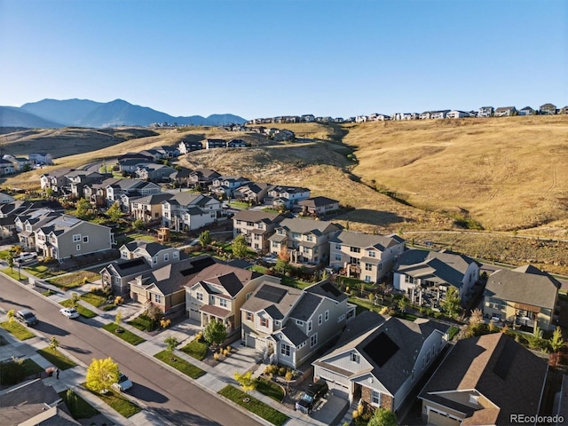 aerial view with a residential view and a mountain view