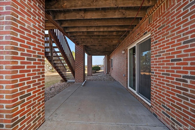 view of patio with stairs