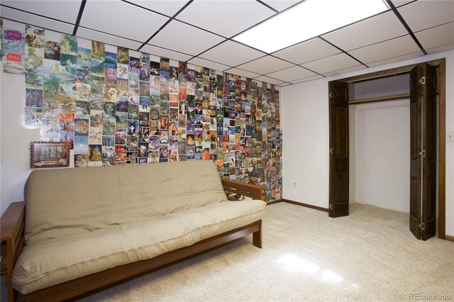 3561 Kalispell St, Aurora, CO 80011 - sitting room featuring carpet flooring and a drop ceiling