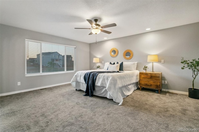 9632 Emerald Vista Dr, Peyton, CO 80831 - carpeted bedroom featuring a ceiling fan and recessed lighting