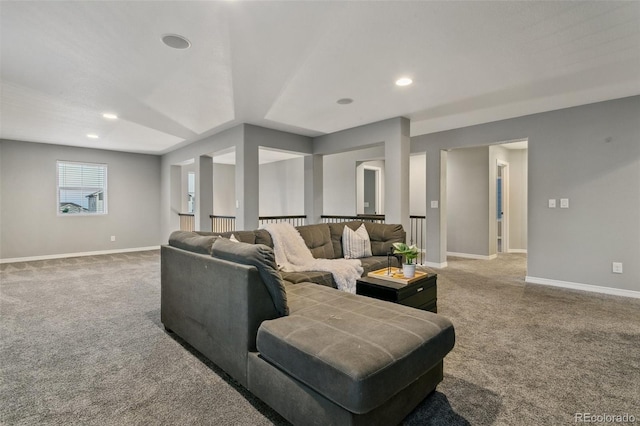 9632 Emerald Vista Dr, Peyton, CO 80831 - living area featuring carpet flooring and recessed lighting