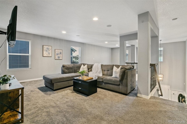 9632 Emerald Vista Dr, Peyton, CO 80831 - living area featuring carpet floors and recessed lighting