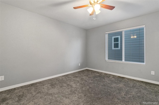 9632 Emerald Vista Dr, Peyton, CO 80831 - empty room featuring a ceiling fan and dark carpet