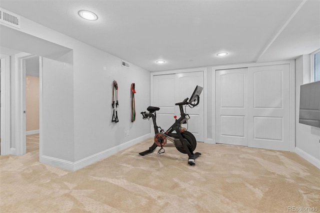 3334 W 37th Ave, Denver, CO 80211 - exercise area with carpet flooring, recessed lighting, and baseboards