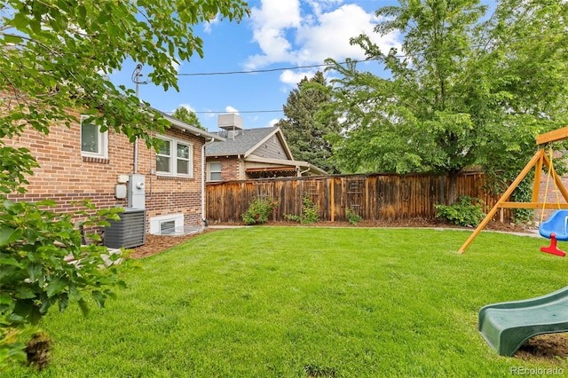 3334 W 37th Ave, Denver, CO 80211 - view of yard with a playground and central air condition unit