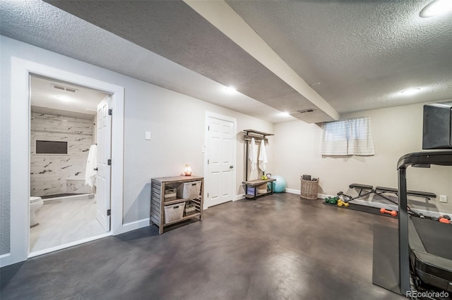 18159 E Crestline Cir, Centennial, CO 80015 - workout room featuring baseboards and a textured ceiling
