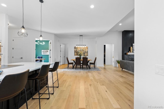 dining room with light hardwood / wood-style flooring