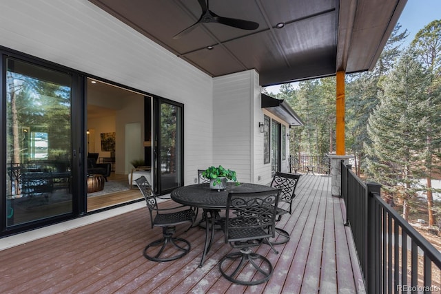 deck featuring ceiling fan