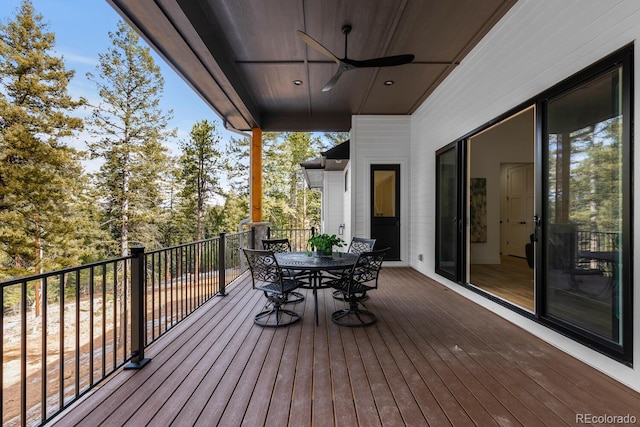 wooden terrace with ceiling fan