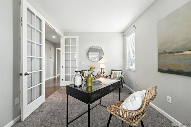 12554 Hudson Ct, Thornton, CO 80241 - office area featuring french doors and carpet