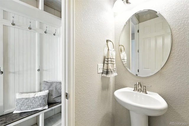 12554 Hudson Ct, Thornton, CO 80241 - bathroom with a textured wall and a sink