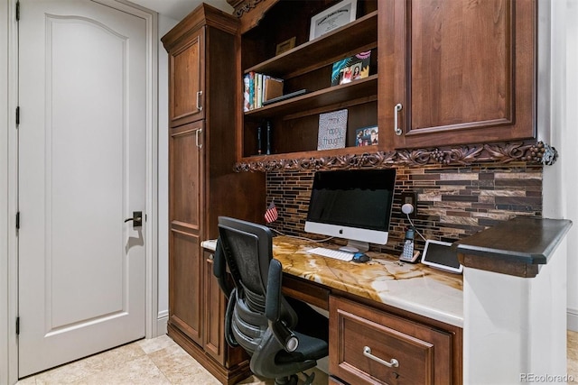 home office with built in desk