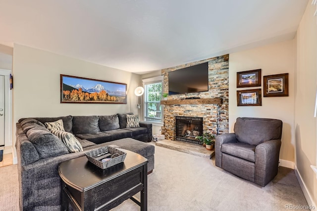 7445 Shoreham Pl, Castle Pines, CO 80108 - living room with carpet floors and a fireplace